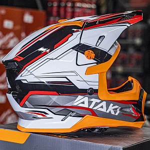 Шлем кроссовый ATAKI SC-18 KAYO детский (бел/сер/красн глянц, YM)